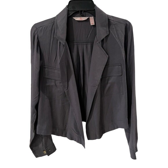 Laurie Felt Los Angeles Jacket Womens Sz S Tencel Open Front Crop Blazer Pockets - Picture 1 of 7